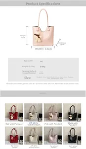 Detailed size parameters and color options for minimalist large capacity PU tote bag