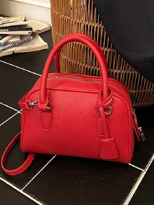 Borsa Boston da Donna in Pelle PU con Motivo Litchi Borsa a Mano Minimalista a Tracolla con Hardware Argentato per il Viaggio