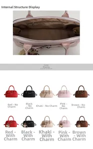 Detail view of the interior structure and various colors of the frosted Boston bag