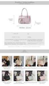 Tableau des tailles détaillé et options de couleurs pour sac à main en cuir PU