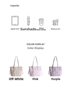 Détail de la capacité du grand sac fourre-tout pour iPad mini, parapluie et cosmétiques
