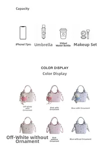 Internal capacity of small printed bucket bags showing storage for umbrellas and phones