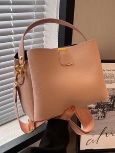 Sac Seau pour Femme à la Mode en Cuir PU Motif Litchi Sac Bandoulière Sac à Main Large Bandoulière Quincaillerie Dorée Sac Tendance