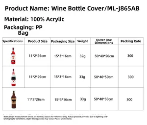 Detailed size specifications table for Santa, Snowman, and Elk knitted wine bottle covers