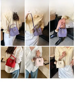Collage of fashion model outfits styling stylish bucket bags in multiple colors