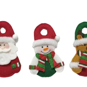 Porte-couverts de Noël en tricot avec motifs Père Noël, Bonhomme de neige et Renne