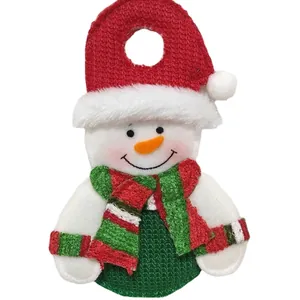 Porte-couverts bonhomme de neige de Noël avec bonnet rouge et écharpe rayée