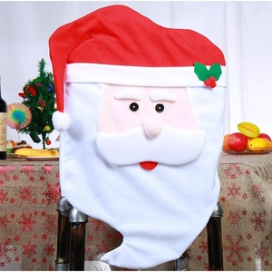 Festive Santa Claus chair covers for Christmas dining room holiday home decoration