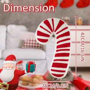 Plüschiges Weihnachts-Zuckerstangen-Kissen in Rot und Weiß für die Festtagsdeko