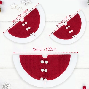 Gonne per albero di Natale in maglia rossa con bordo in pelliccia sintetica bianca in tre misure