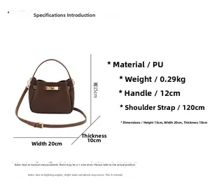 Spécifications du sac à bandoulière marron en PU avec texture grainée et dimensions