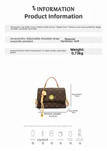 Detailed chart showing vintage printed crossbody bag dimensions and internal structure