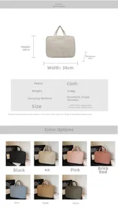 Detailed size chart and multi-color matrix of the quilted large capacity tote bag