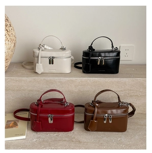 Sacs boîtes en cuir élégants en ivoire, noir, rouge et marron avec double fermeture éclair