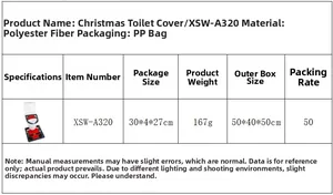 Détails des dimensions et spécifications du matériau polyester de la housse de toilette Noël
