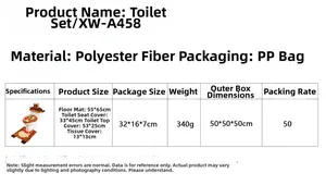 Detailed size chart for Christmas gingerbread man 4-piece bathroom toilet cover set