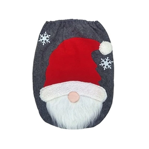 Christmas gnome toilet lid cover featuring 3D grey gnome and festive red hat decoration