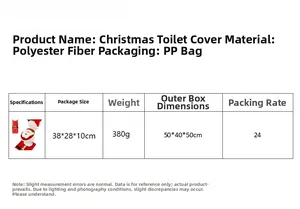 Polyester Christmas Santa Claus toilet seat cover set with 380g weight specifications