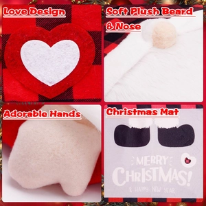 Detailed view of Christmas toilet cover set with plush nose and plaid heart pattern