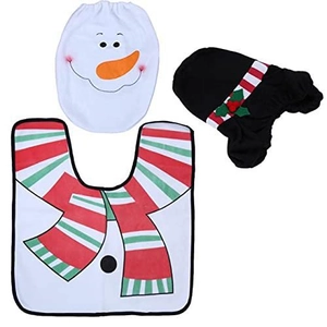 Ensemble détaillé de housse de toilette bonhomme de neige, tapis et boîte à mouchoirs