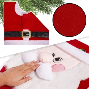 Christmas Santa Claus themed plush toilet cover and bathroom decor set in festive red and white