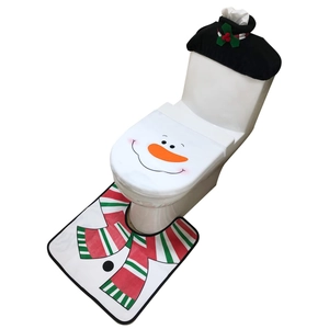 Ensemble de 3 pièces de décoration de Noël pour toilettes avec motif bonhomme de neige
