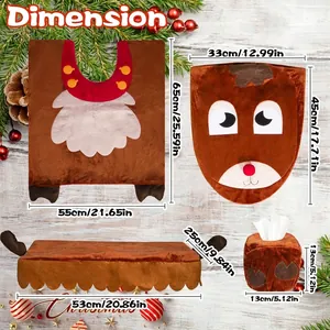 Christmas reindeer toilet seat cover set with mat and tissue box cover dimensions