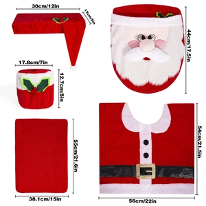 5-piece Santa Claus bathroom set with plush toilet seat cover and rugs for Christmas decor