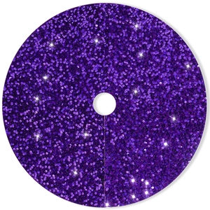 Sparkling purple sequin Christmas tree skirt in a round shape for festive holiday decor