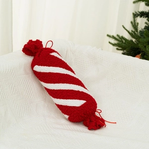 Cuscino a Forma di Caramella di Natale a Strisce Bianche e Rosse in Peluche Cuscino Decorativo per Casa Divano Festa Natalizia Decorazione