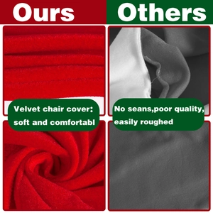 Close-up comparison of thick red velvet chair cover texture versus standard material