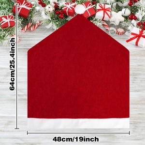 Red Santa hat chair cover for Christmas dining decor with size 64x48cm