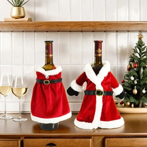 Weihnachten Weinflaschenhülle Weihnachtsmann Kleidung Kleid Stil Polyester Samt Festliche Party Esstisch Dekoration Geschenk