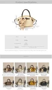 Detailed size specifications for the women's vintage PU leather bucket handbag