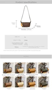 Tableau des tailles montrant les dimensions du sac bandoulière en PU de 27 cm