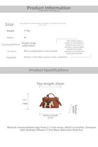 Guide des tailles détaillé pour le sac à main motif litchi avec spécifications en PU