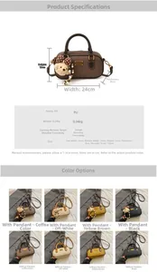Size guide for PU shoulder bag showing dimensions 24x12x8cm and strap length 132cm