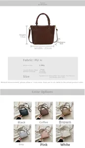 Detailed size chart and specifications for the retro striped PU crossbody tote bag