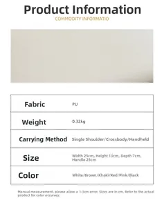 Detailed size guide and material specifications for the vintage PU leather baguette bag