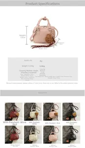 Size chart and color selection for minimalist crossbody bag with bear charm detail