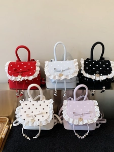 Simpatici mini zaini a pois e pizzo in cinque diversi colori pastello assortiti