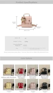 Detailed dimensions of the small PU backpack with red polka dots and flap closure