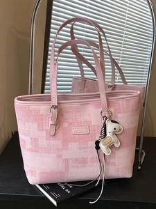 Women Fashion Commuter Tote Bag Large Capacity PU Leather Shoulder Underarm Bag Pixel Pattern With Horse Charm