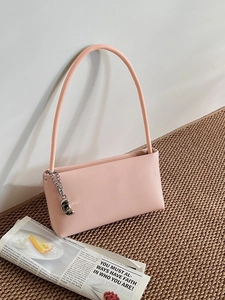 Women's Retro Minimalist PU Leather Underarm Bag Fashion Single Shoulder Bag Commuter Crossbody Bag With Metal Pendant