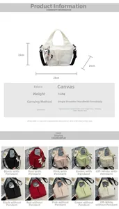Guide des tailles du grand sac cabas en toile avec dimensions et options de couleurs