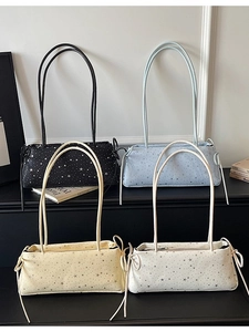 Bolsos de hombro minimalistas para mujer con estampado de estrellas y lazos laterales