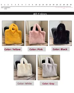 Detailed grid view showcasing the soft faux fur tote bag in five trendy color options