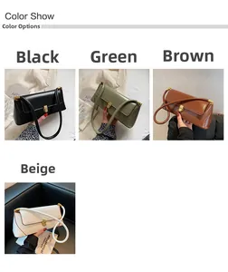 Detail view of the elegant golden metal buckle on four different colored square bags