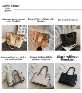 Detailansicht verschiedener Stepp-Tote-Bags in Schwarz und Weiß mit Bären-Anhängern