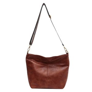 Borsa a secchiello vintage in pelle PU marrone con tracolla a motivi retrò vista principale